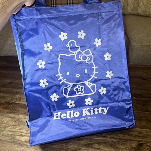 VTG 1999 hello kitty sanrio co. smiles ltd blue nylon tote handbag - Picture 9 of 16
